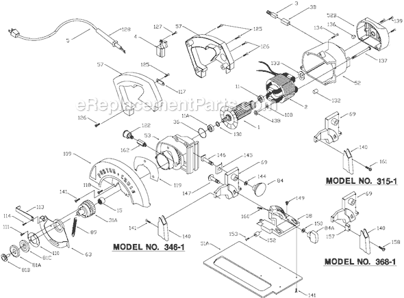 Page A Diagram and Parts List for 315-1 Type 3 Porter Cable Circular Saw